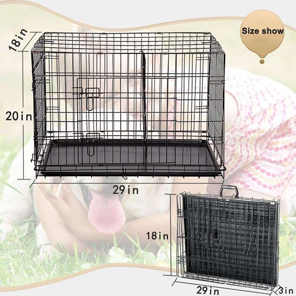 48 inch Large Folding Dog Crate with Double Doors and Tray - Furniture4Design