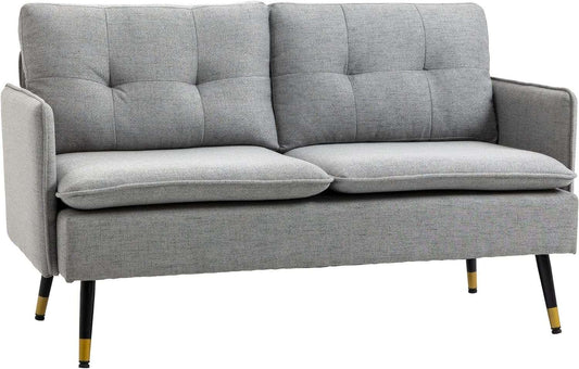 55 Grey Loveseat Sofa with Button Tufting for Small Bedroom - Furniture4Design