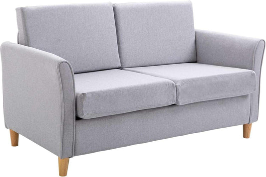 56 Upholstered Loveseat Sofa with Wooden Legs, Light Grey - Furniture4Design