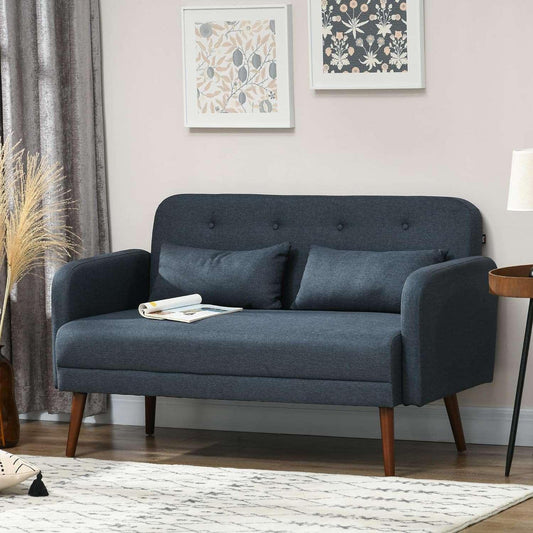 Elegant 53 Dark Blue Tufted Loveseat Sofa with Solid Wood Frame - Furniture4Design