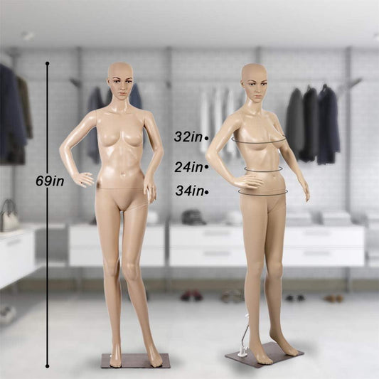 Female Mannequin Manikin Dress Form Female Full Body Adjustable W/ Base 69 inch - Furniture4Design