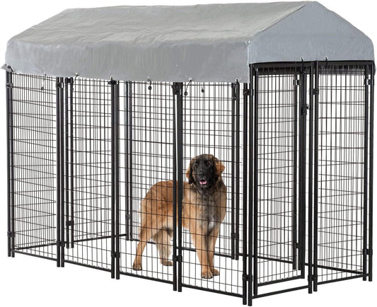 Heavy Duty Outdoor Dog Kennel with Waterproof Cover and Roof - Furniture4Design