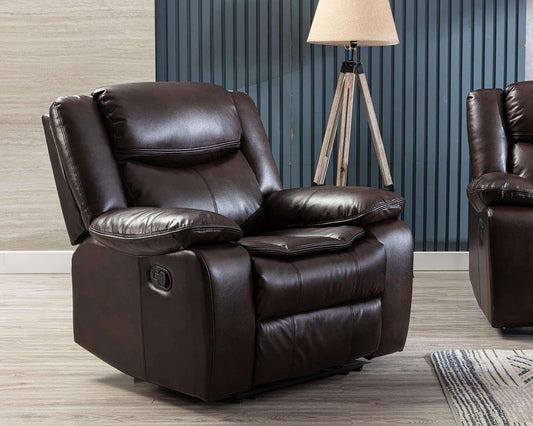 Modern Brown Faux Leather Reclining Sectional Sofa with Adjustable Features - Furniture4Design