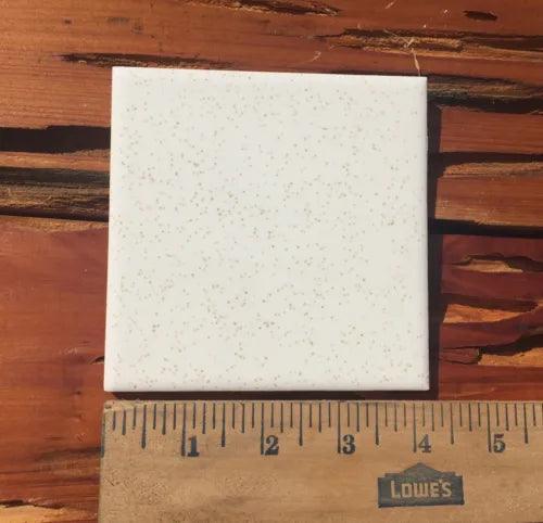 1 ea Vintage Ceramic Wall Tile 4 1/4" White Gold Speckle Reclaimed Glossy 4x4 - Furniture4Design