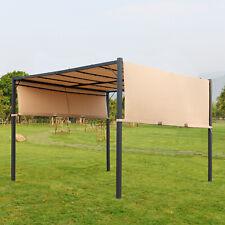 10*10 Metal Gazebo Canopy Tent with Sliding Adjustable Ceiling Pergola, Tan - Furniture4Design
