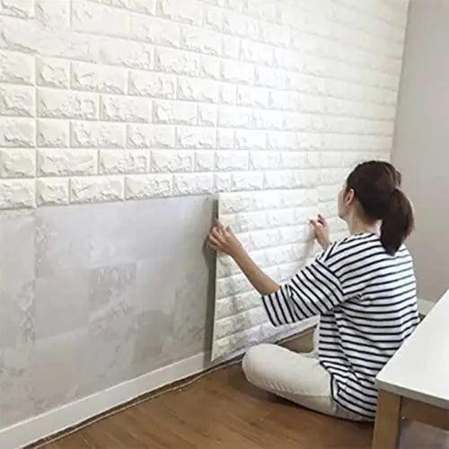 10PCS 3D Brick , PE Foam Self-Adhesive Wallpaper Removable and Waterproof Art Wa - Furniture4Design