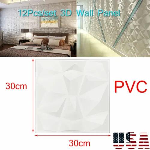 12 Tiles 3D Wall Panels PVC Geometric Brick DIY Home Decor Wallpaper 11.8"x11.8" - Furniture4Design