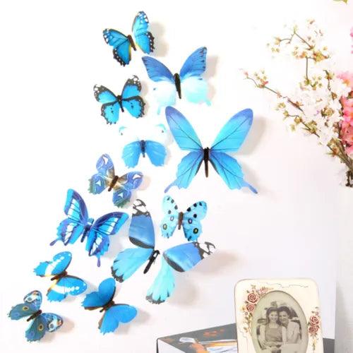 12 x 3D Butterfly Wall Stickers Home Decor Room Decoration Sticker Bedroom Kids - Furniture4Design