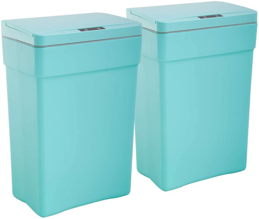 13 Gallon Blue Plastic Automatic Touch-Free Trash Can with Lid - Furniture4Design