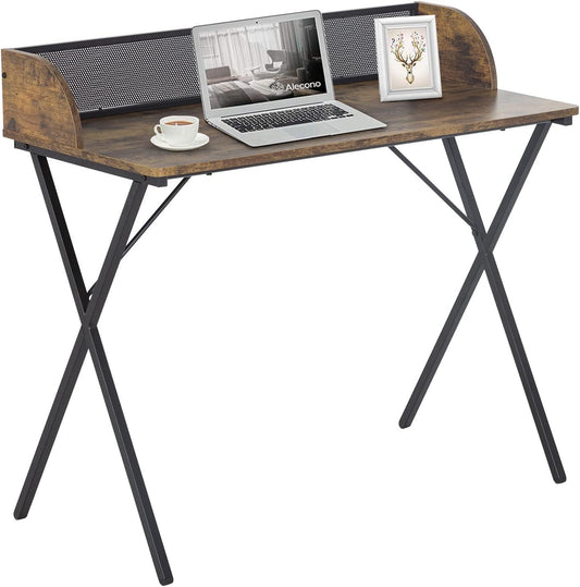 39-inch Sturdy Home Office Computer Writing Desk with Baffle and Scratch-Resistant Desktop, Brown - Furniture4Design