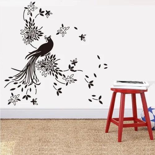 3D Black Peacock Bird Wall Art Wall Stickers Home Décor Bedroom DIY Wall Mural - Furniture4Design