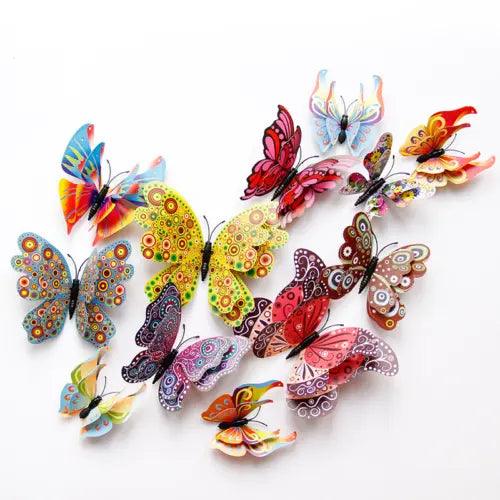 3D Butterfly Wall Decal Removable 12Pc Bedroom Decor - Furniture4Design