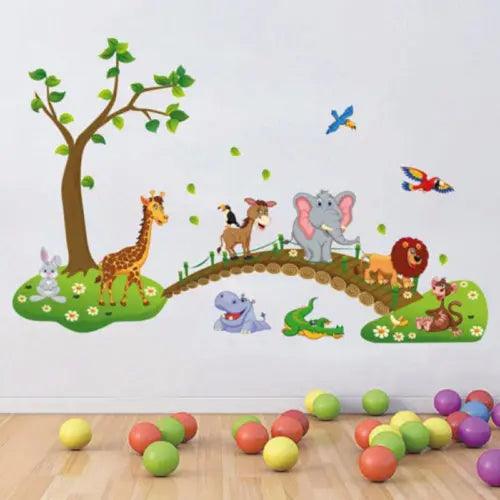3D Cartoon Jungle Animal Wall Art Décor Wall Sticker Nursery Bedroom DIY Decal - Furniture4Design