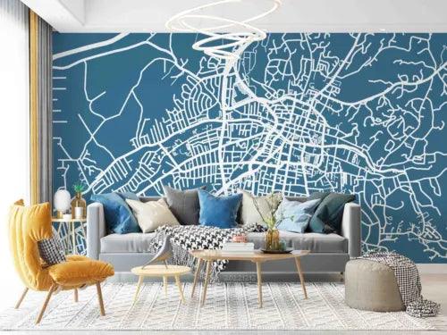 3D Geometric Line Blue Self-adhesive Removeable Wallpaper Wall Mural1 2926 - Furniture4Design