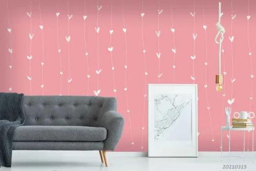 3D Geometric Pink Line Love Self-adhesive Removeable Wallpaper Wall Mural1 2014 - Furniture4Design