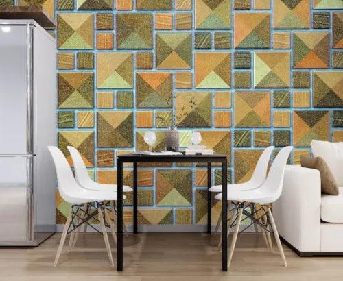 3D Geometric Tiles ZHUA521 Wallpaper Wall Murals Removable Self-adhesive Ann - Furniture4Design
