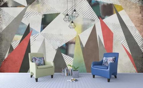 3D Geometric Triangle Colour Self-adhesive Removeable Wallpaper Wall Mural1 1034 - Furniture4Design