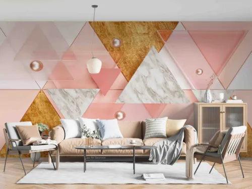 3D Geometric Triangle Marble Self-adhesive Removeable Wallpaper Wall Mural1 139 - Furniture4Design