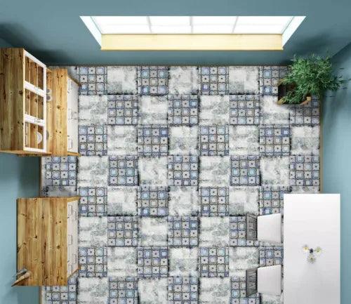 3D Gray Tile Petals 10236NA Floor WallPaper Murals Wall Print Decal Fay - Furniture4Design