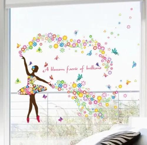 3D Pink Fairy Flower Wall Stickers Home Décor DIY Girls Bedroom Wall Art Mural - Furniture4Design