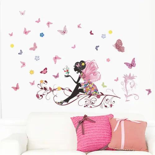 3D Wall Art Fairy Wall Décor Pink Girls Bedroom Living Room Home Decal DIY Mural - Furniture4Design