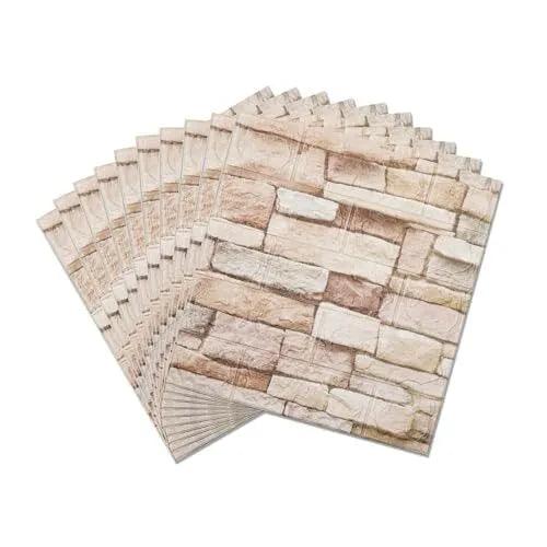 3D Wall Panels Peel and Stick Wallpaper Self-Adhesive 40PCS Retro brick rock - Furniture4Design
