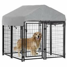 4'x4'x4.3' OutDoor Heavy Duty Playpen Welded Dog Kennel w/ Water-Resistant Cover - Furniture4Design