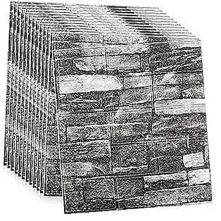 40 Pcs 3D Wall Panels Peel and Stick 15''x13.8'' Foam 3D Brick Wallpaper Black - Furniture4Design