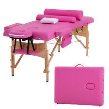 84" Massage Table Massage Bed Spa Bed Adjustable 2 Folding Portable, Pink - Furniture4Design