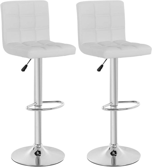 Adjustable Swivel White Leather Barstools Set of 2 with Modern Style - Furniture4Design