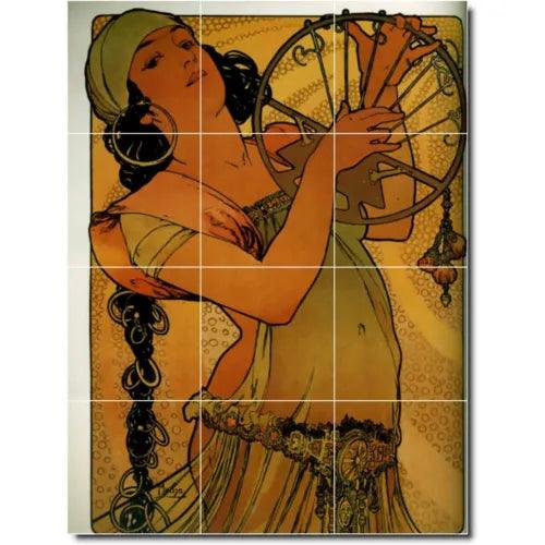 Alphonse Mucha Poster Art Tile Mural PT06610. 36 x 48 (12) 12x12 tiles - Furniture4Design