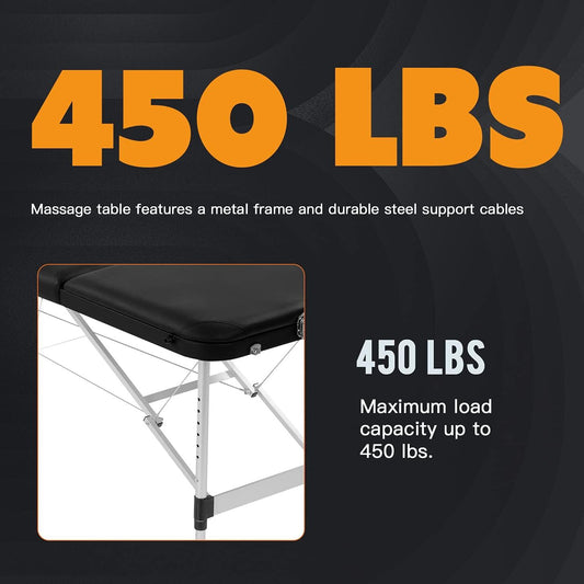 Aluminum Portable Massage Table with Height Adjustable Design and Carry Case - Furniture4Design