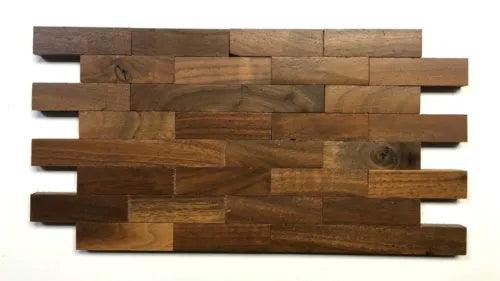 American Walnut Genuine Wood Matchstick 6x12 Wall Tile, Interlocking Bricks - Furniture4Design
