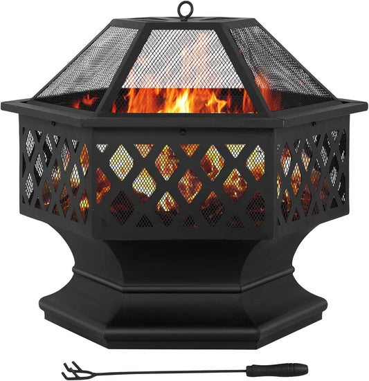 Backyard Bliss 28 Rust-Resistant Steel Fire Pit for Camping and Outdoor Gatherings - Furniture4Design