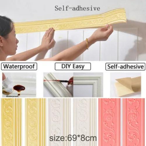 Baseboard Wall paper Border Wall Stickers 3D DIY Self Adhesive Decor Waterproof - Furniture4Design