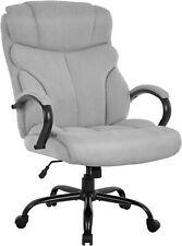 Big and Tall 500lbs Wide Seat Desk Chair with Lumbar Support Arms , Grey - Furniture4Design