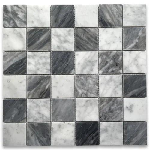 C257XH Carrara White Gray Marble Checkerboard Wall Floor Mosaic Tile Matte - Furniture4Design