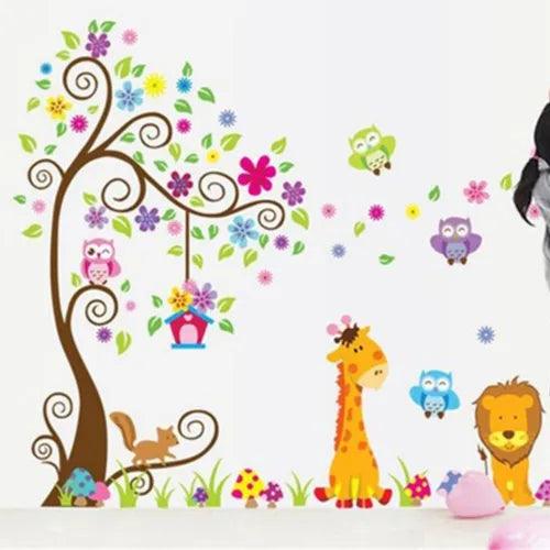 Cartoon Animal Tree Wall Art Décor Wall Sticker Nursery Bedroom DIY Decal Mural - Furniture4Design