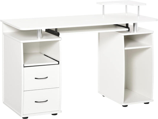 Compact White Home Office Desk with Ample Storage and Cord Management - Furniture4Design