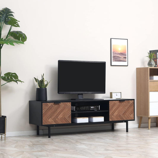 Contemporary Black TV Cabinet with Ample Storage and Cable Management - Furniture4Design