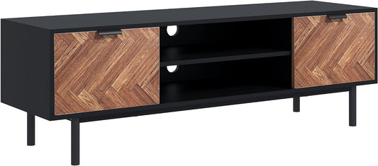 Contemporary Black TV Cabinet with Ample Storage and Cable Management - Furniture4Design