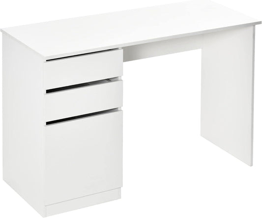 Contemporary White Computer Desk with Storage Drawer and Cabinet - Furniture4Design