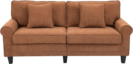 Cozy Corduroy 3-Seater Sofa with Rolled Armrests - Brown - Furniture4Design