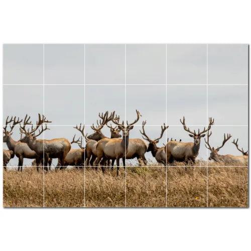 Deer Ceramic Tile Wall Mural PT500437. 25.5" W x 17" H (24) 4.25 tiles - Furniture4Design