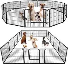 Dog Playpen Pet Dog Fence 24"/ 32" /40" Height 8/16/24/32 Panels Metal Dog Pen - Furniture4Design