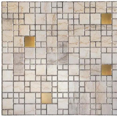 Dundee Deco Wall Paneling 18.90"x37.60" 3D Falkirk Retro Faux Gold Squares 5Pack - Furniture4Design