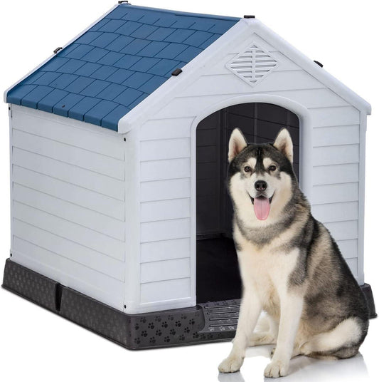 Durable Plastic Dog House for Large Dogs - All-Weather Shelter for Small, Medium, and Large Pets up to 100 Pounds - Furniture4Design