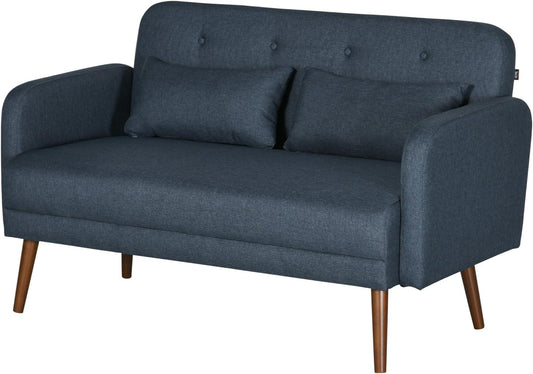 Elegant 53 Dark Blue Tufted Loveseat Sofa with Solid Wood Frame - Furniture4Design