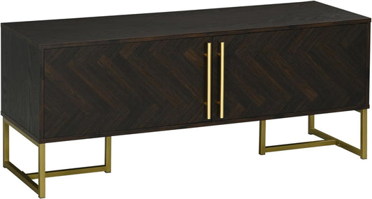 Elegant Brown TV Stand for TVs up to 55 inches with Golden Legs in Minimalist Style - Furniture4Design