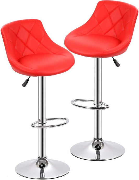 Elegant PU Leather Swivel Bar Stools with Backrest and Adjustable Height Set of 2 - Furniture4Design